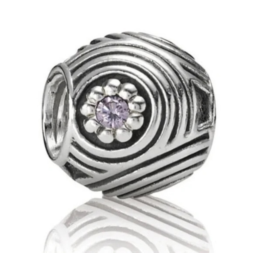 Pandora Retired Hypnotic Purple Charm Amethyst Cubic Zirconia Sterling Silver